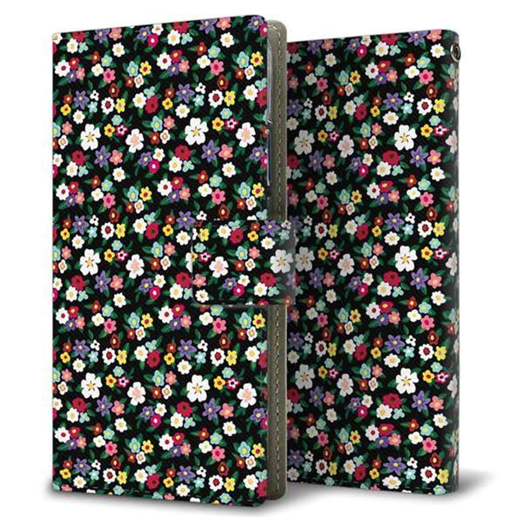 HUAWEI(ファーウェイ) P40 lite E ART-L29N 画質仕上げ プリント手帳型ケース(薄型スリム)【778 マイクロリバティプリントBK】