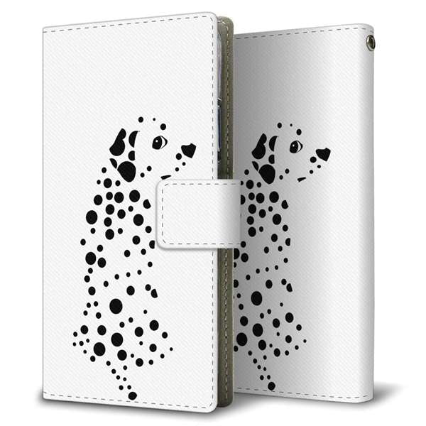 AQUOS sense3 SH-02M docomo 高画質仕上げ プリント手帳型ケース(薄型スリム)【1038 振り向くダルメシアン(WH)】