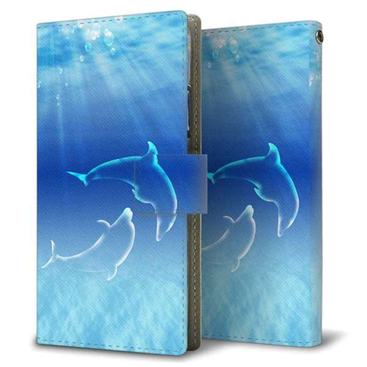 au アクオス センス3 ベーシック SHV48 画質仕上げ プリント手帳型ケース(薄型スリム)【1048 海の守り神イルカ】