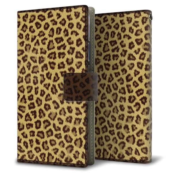 LG Q Stylus LM-Q710XM 高画質仕上げ プリント手帳型ケース(薄型スリム)【1065 ヒョウ柄ベーシックSゴールド】
