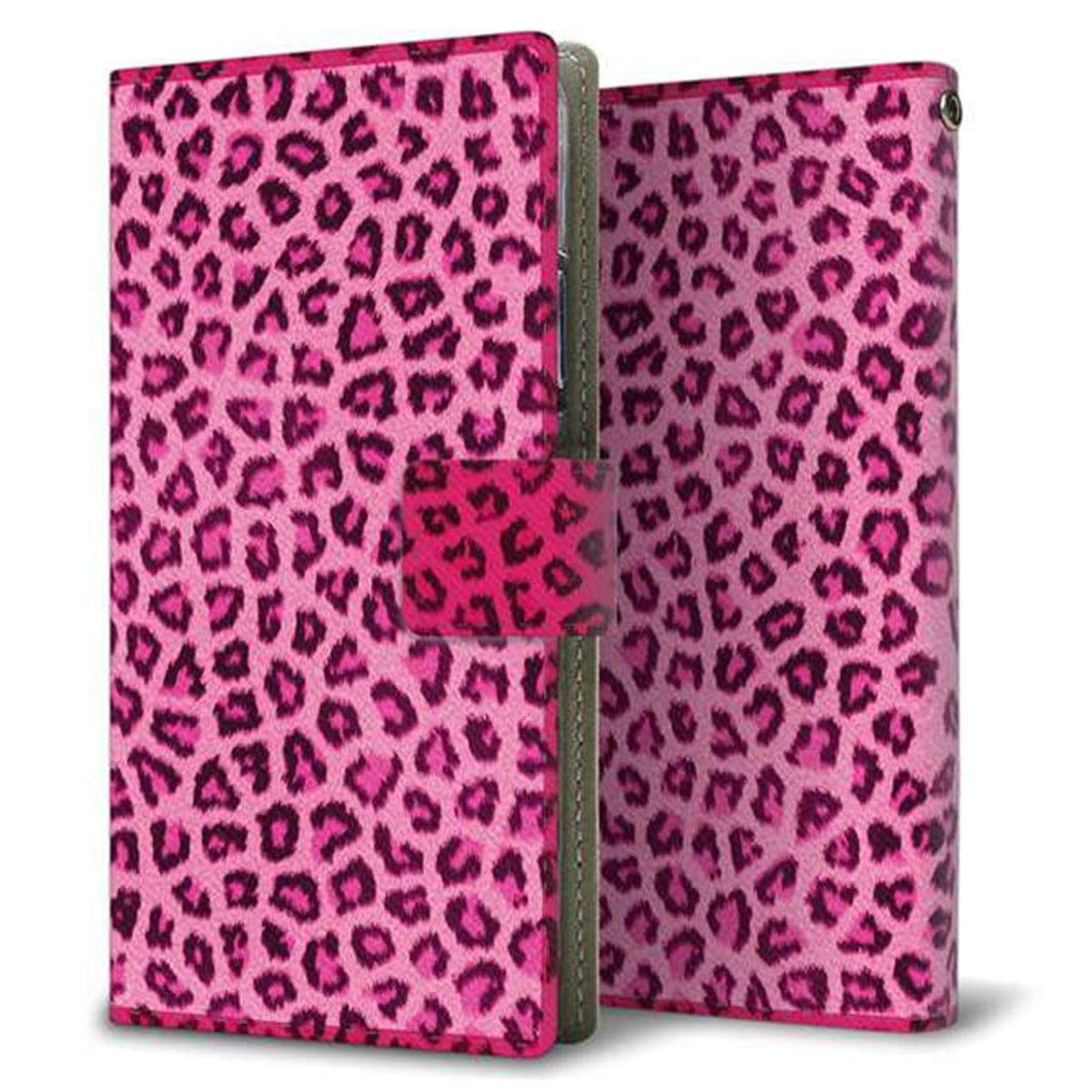 AQUOS wish SHG06 au 画質仕上げ プリント手帳型ケース(薄型スリム)【1066 ヒョウ柄ベーシックSピンク】