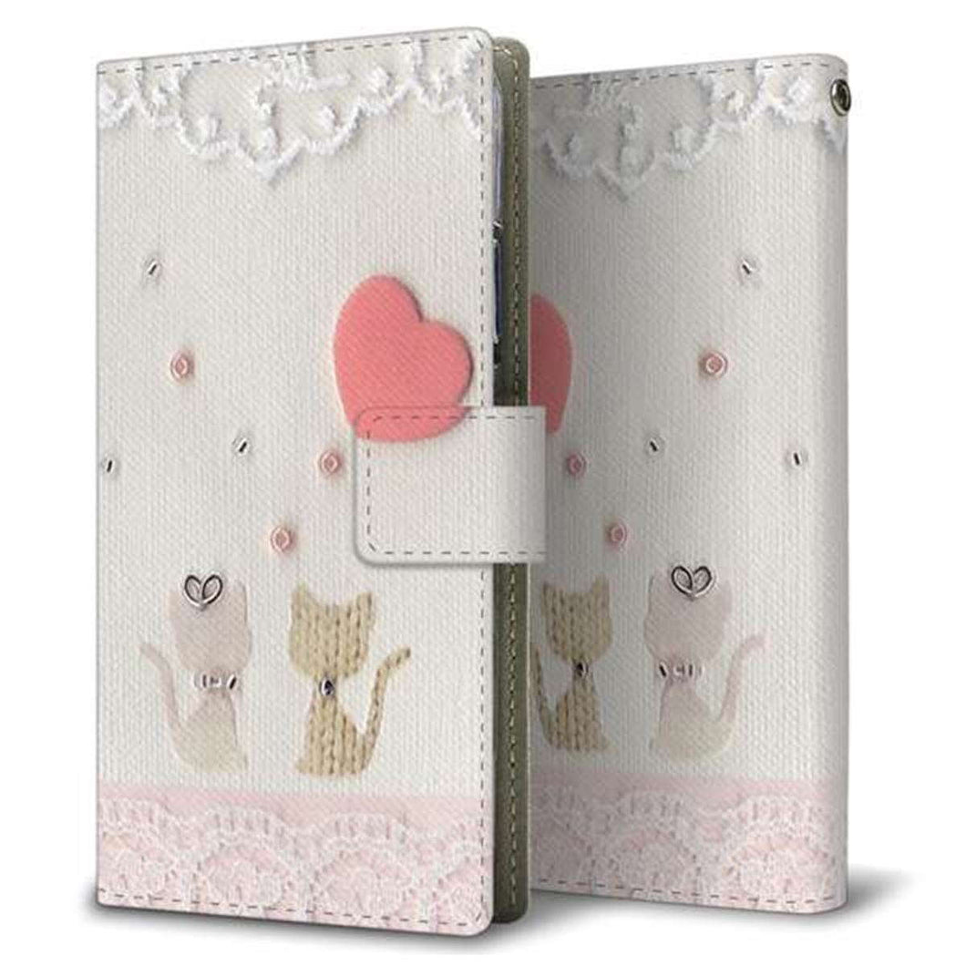 楽天モバイル アクオスセンス4 プラス SH-M16 画質仕上げ プリント手帳型ケース(薄型スリム)【1104 クラフト写真ネコ(ハートM)】