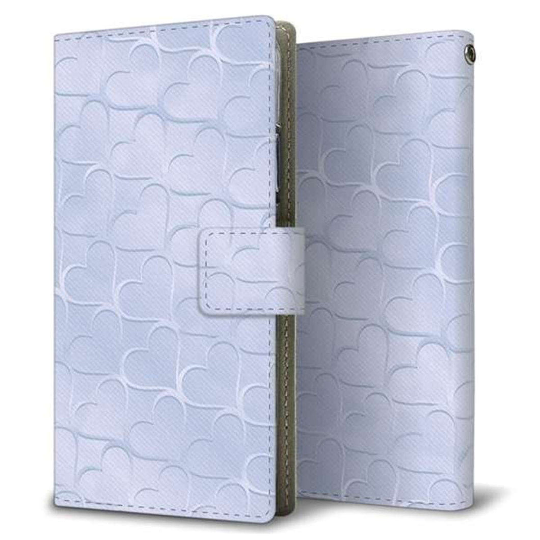 docomo LG ベルベット L-52A 画質仕上げ プリント手帳型ケース(薄型スリム)【1341 かくれハート(ライトブルー)】