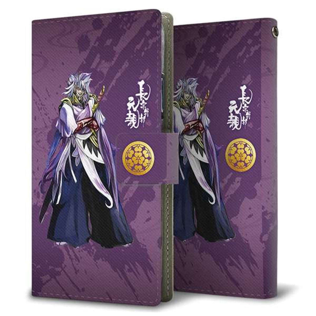 au ギャラクシー S10+ SCV42 画質仕上げ プリント手帳型ケース(薄型スリム)【AB805 長宗我部 元親 イラストと家紋】