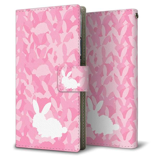 Google Pixel 5a (5G) 高画質仕上げ プリント手帳型ケース(薄型スリム)【AG804 うさぎ迷彩風(ピンク)】