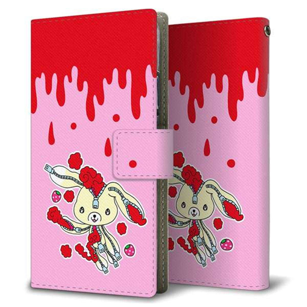 HUAWEI(ファーウェイ) P40 lite E ART-L29N 画質仕上げ プリント手帳型ケース(薄型スリム)【AG813 ジッパーうさぎのジッピョン(ピンク×赤)】