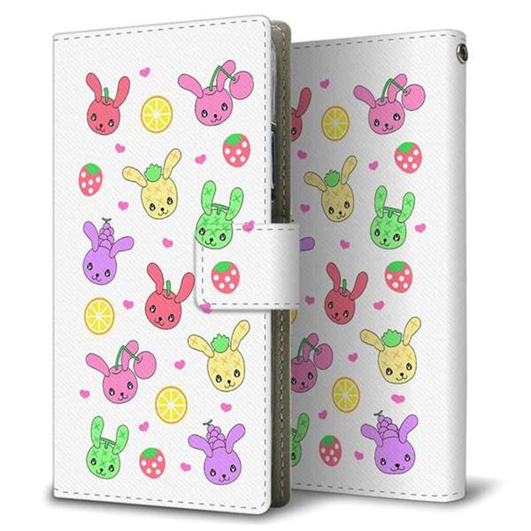 docomo ギャラクシーA51 SC-54A 画質仕上げ プリント手帳型ケース(薄型スリム)【AG826 フルーツうさぎのブルーラビッツ(白)】