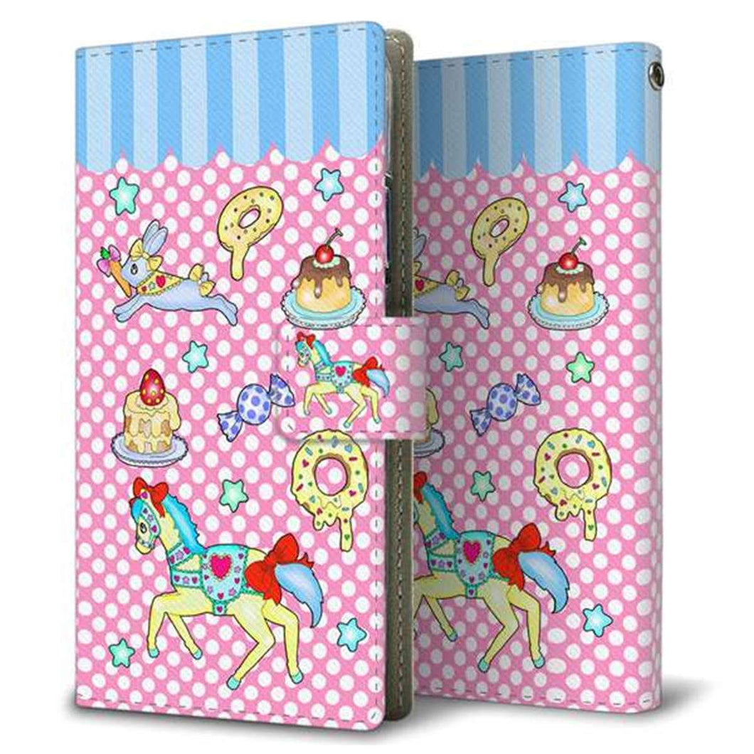 アローズ J 901FJ 画質仕上げ プリント手帳型ケース(薄型スリム)【AG827 メリーゴーランド(ピンク)】