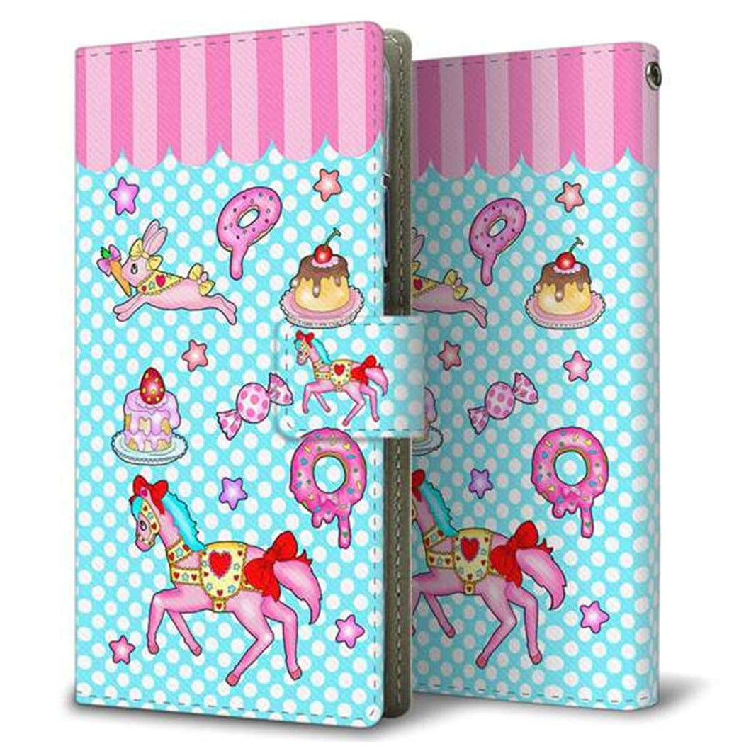 iPhone14 Pro 画質仕上げ プリント手帳型ケース(薄型スリム)【AG828 メリーゴーランド(水色)】