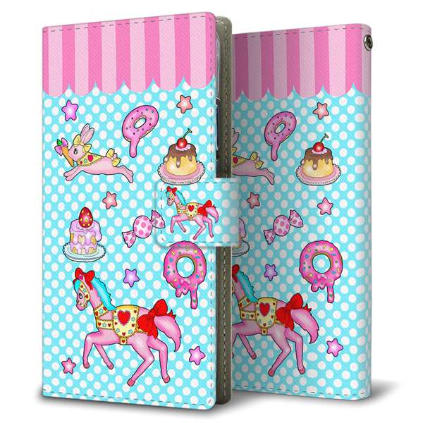 SoftBank エクスペリア XZ2 702SO 高画質仕上げ プリント手帳型ケース(薄型スリム)【AG828 メリーゴーランド(水色)】