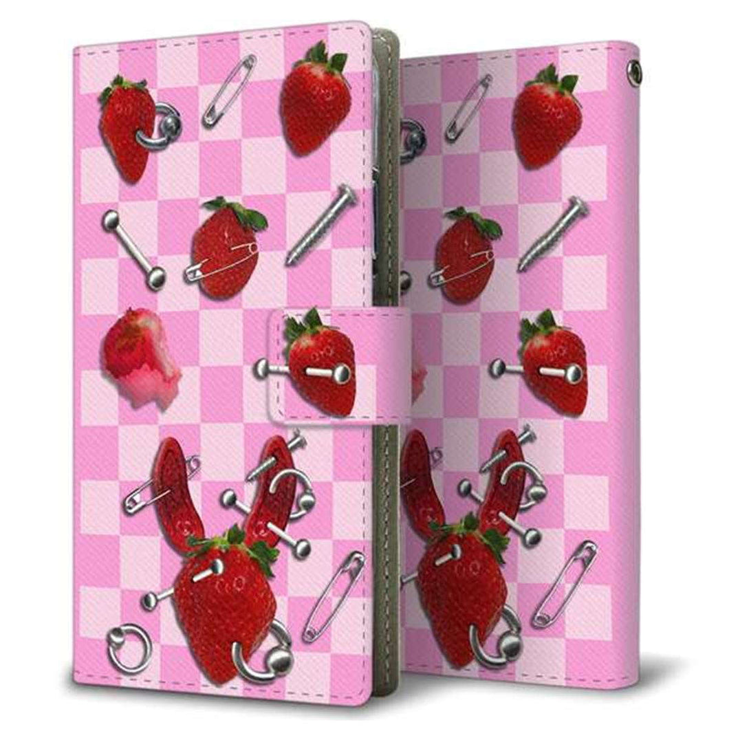 au ギャラクシー S10+ SCV42 画質仕上げ プリント手帳型ケース(薄型スリム)【AG832 苺パンク(ピンク)】