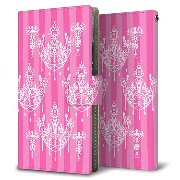 softbank arrows U 801FJ 高画質仕上げ プリント手帳型ケース(薄型スリム)【AG845 シャンデリアストライプ(ピンク)】