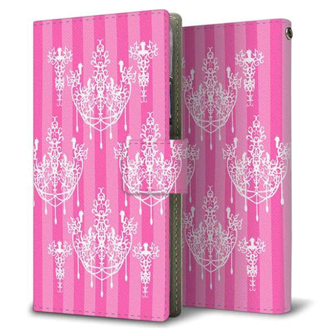 SIMフリー アクオスR6 SH-M22 画質仕上げ プリント手帳型ケース(薄型スリム)【AG845 シャンデリアストライプ(ピンク)】