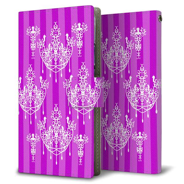 HUAWEI(ファーウェイ) P40 Pro 5G ELS-NX9 高画質仕上げ プリント手帳型ケース(薄型スリム)【AG847 シャンデリアストライプ(紫)】