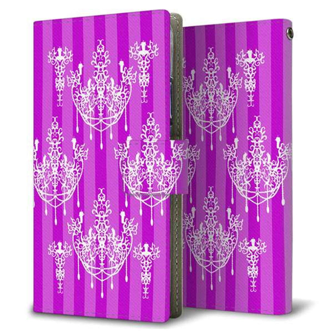 docomo ギャラクシー ノート9 SC-01L 画質仕上げ プリント手帳型ケース(薄型スリム)【AG847 シャンデリアストライプ(紫)】