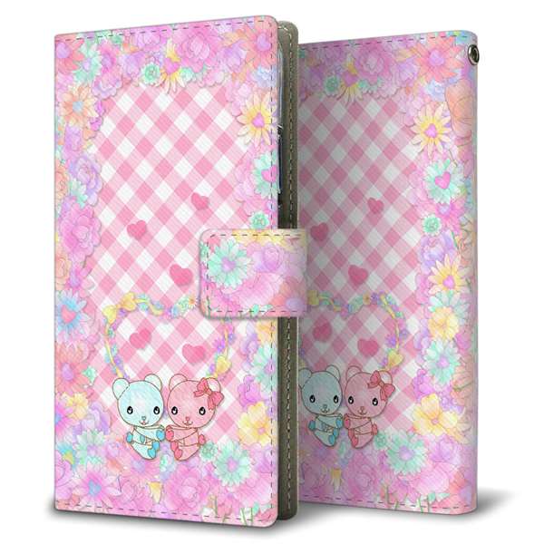 simフリー HUAWEI(ファーウェイ) P30 lite Marie-L22J 高画質仕上げ プリント手帳型ケース(薄型スリム)【AG848 花くま(ピンク)】