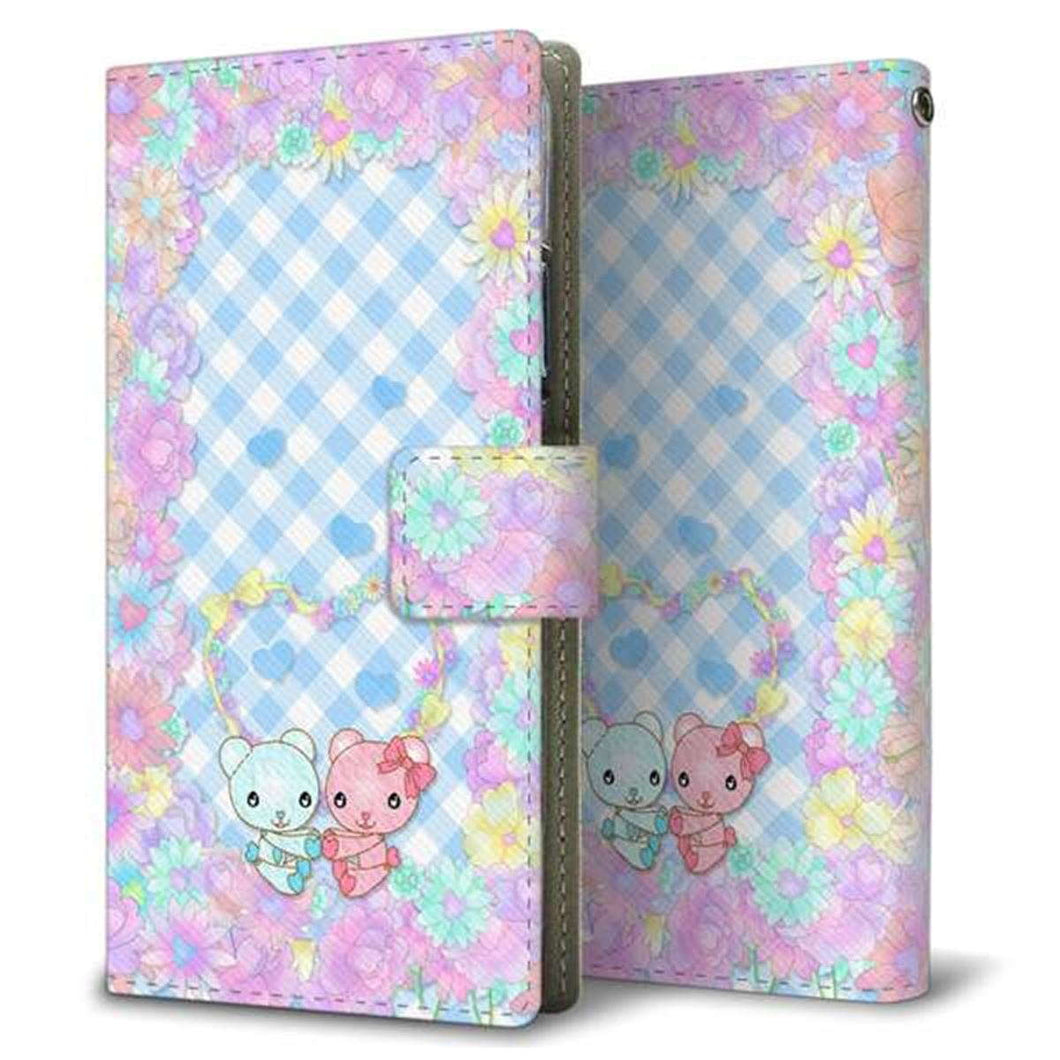 DIGNO BX2 A101KC SoftBank 画質仕上げ プリント手帳型ケース(薄型スリム)【AG849 花くま(水色)】