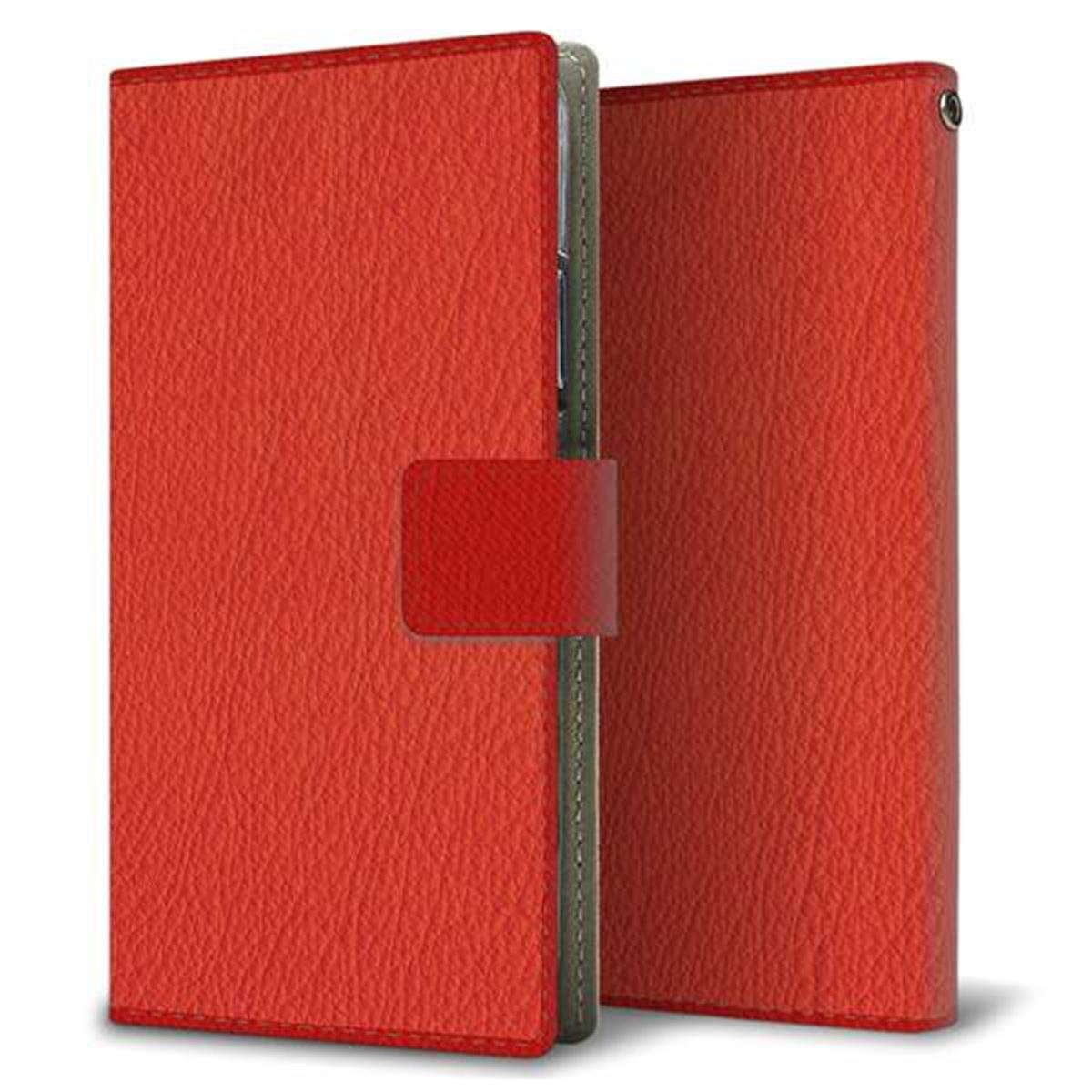 au ギャラクシーA51 SCG07 画質仕上げ プリント手帳型ケース(薄型スリム)【EK852 レザー風レッド】