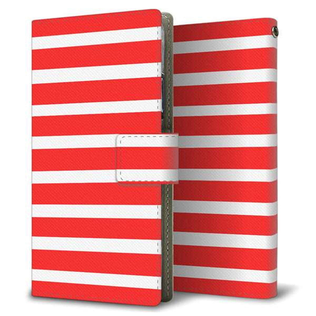 au エルジー イット LGV36 画質仕上げ プリント手帳型ケース(薄型スリム)【EK881 ボーダーレッド】