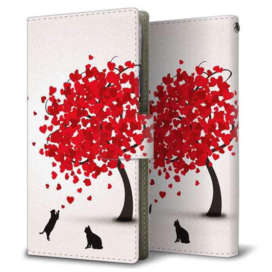 Xperia 5 IV A204SO SoftBank 画質仕上げ プリント手帳型ケース(薄型スリム)【EK915 二匹のネコとハートの木】