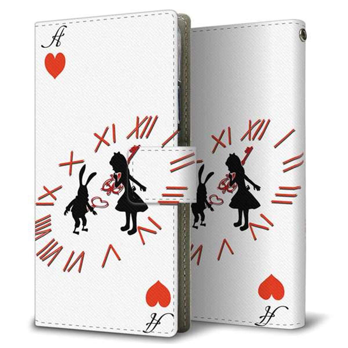 au ギャラクシー S10+ SCV42 画質仕上げ プリント手帳型ケース(薄型スリム)【EK921 不思議の国のアリス ハートのA】