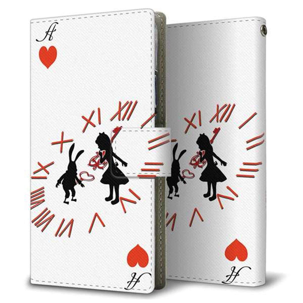 au ギャラクシーS21+ 5G SCG10 画質仕上げ プリント手帳型ケース(薄型スリム)【EK921 不思議の国のアリス ハートのA】