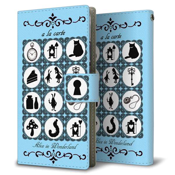 SIMフリー moto g8 plus XT2019-1 高画質仕上げ プリント手帳型ケース(薄型スリム)【EK923 アリスアラカルト(青)】