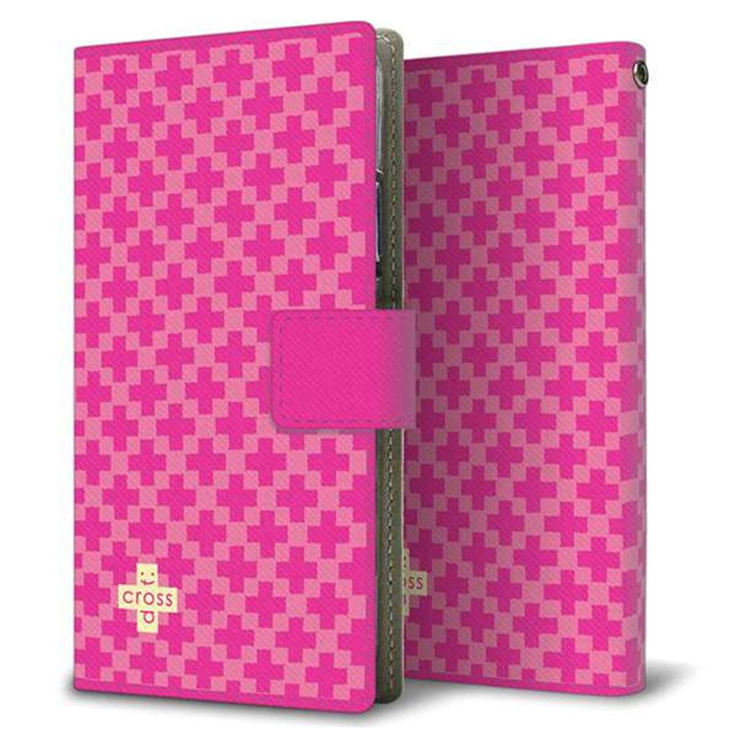 docomo エクスペリア XZs SO-03J 画質仕上げ プリント手帳型ケース(薄型スリム)【IB901 クロスドット_ピンク】