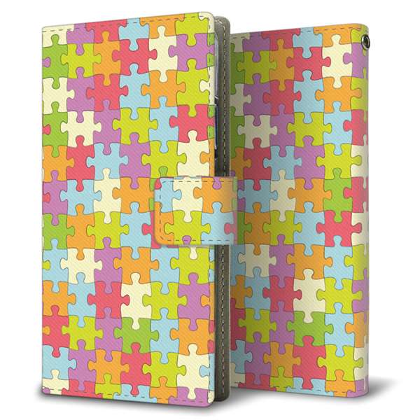HUAWEI(ファーウェイ) nova lite 3プラス POT-LX2J 高画質仕上げ プリント手帳型ケース(薄型スリム)【IB902 ジグソーパズル_カラフル】