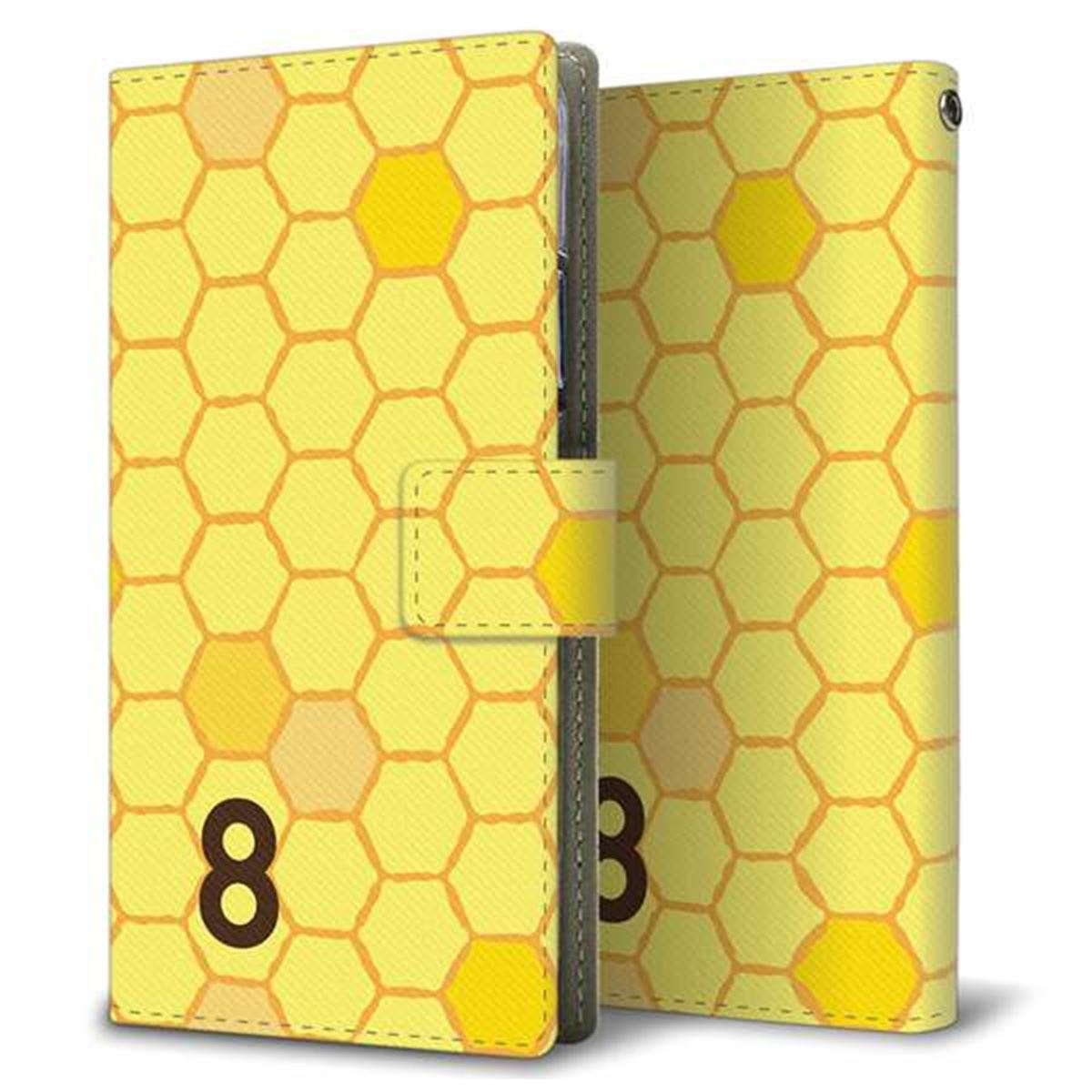 アクオス センス3 ベーシック 907SH 画質仕上げ プリント手帳型ケース(薄型スリム)【IB913 はちの巣】
