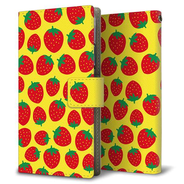 Google Pixel 4a (5G) 高画質仕上げ プリント手帳型ケース(薄型スリム)【SC812 小さいイチゴ模様 レッドとイエロー】