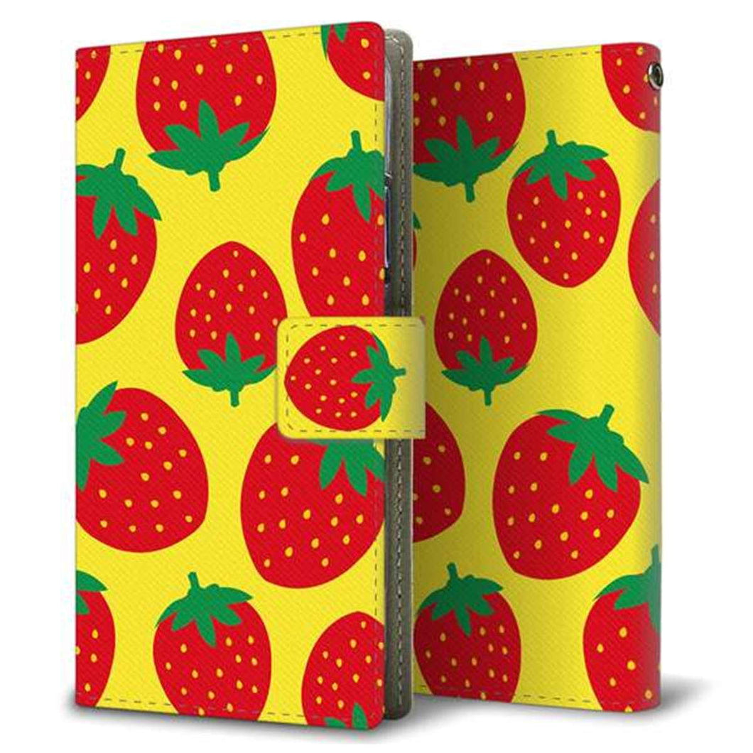 ZenFone(ゼンフォン)Max(M2) ZB633KL 画質仕上げ プリント手帳型ケース(薄型スリム)【SC819 大きいイチゴ模様レッドとイエロー】