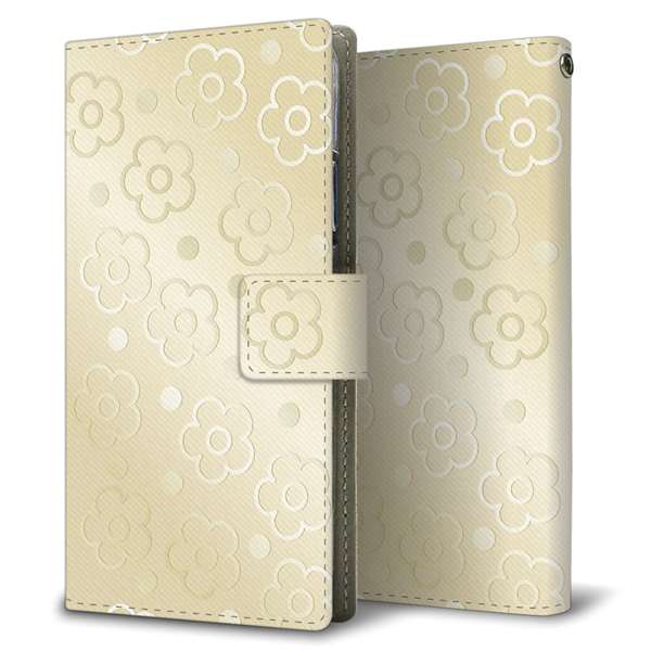 softbank エクスペリア XZs 602SO 高画質仕上げ プリント手帳型ケース(薄型スリム)【SC842 エンボス風デイジーシンプル(ベージュ)】