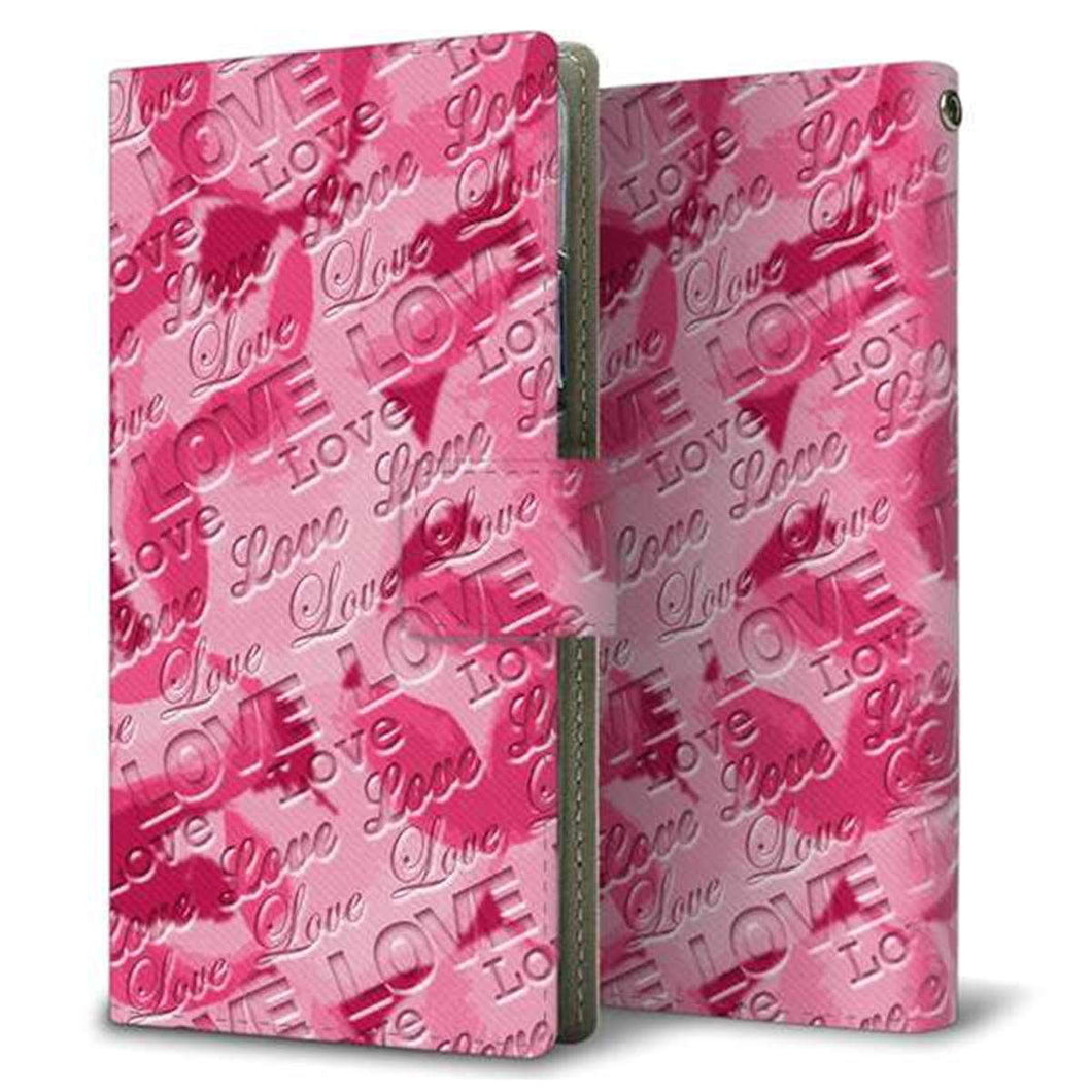 SIMフリー オッポ Reno5 A 画質仕上げ プリント手帳型ケース(薄型スリム)【SC845 フラワーヴェルニLOVE濃いピンク(ローズアンディアン)】