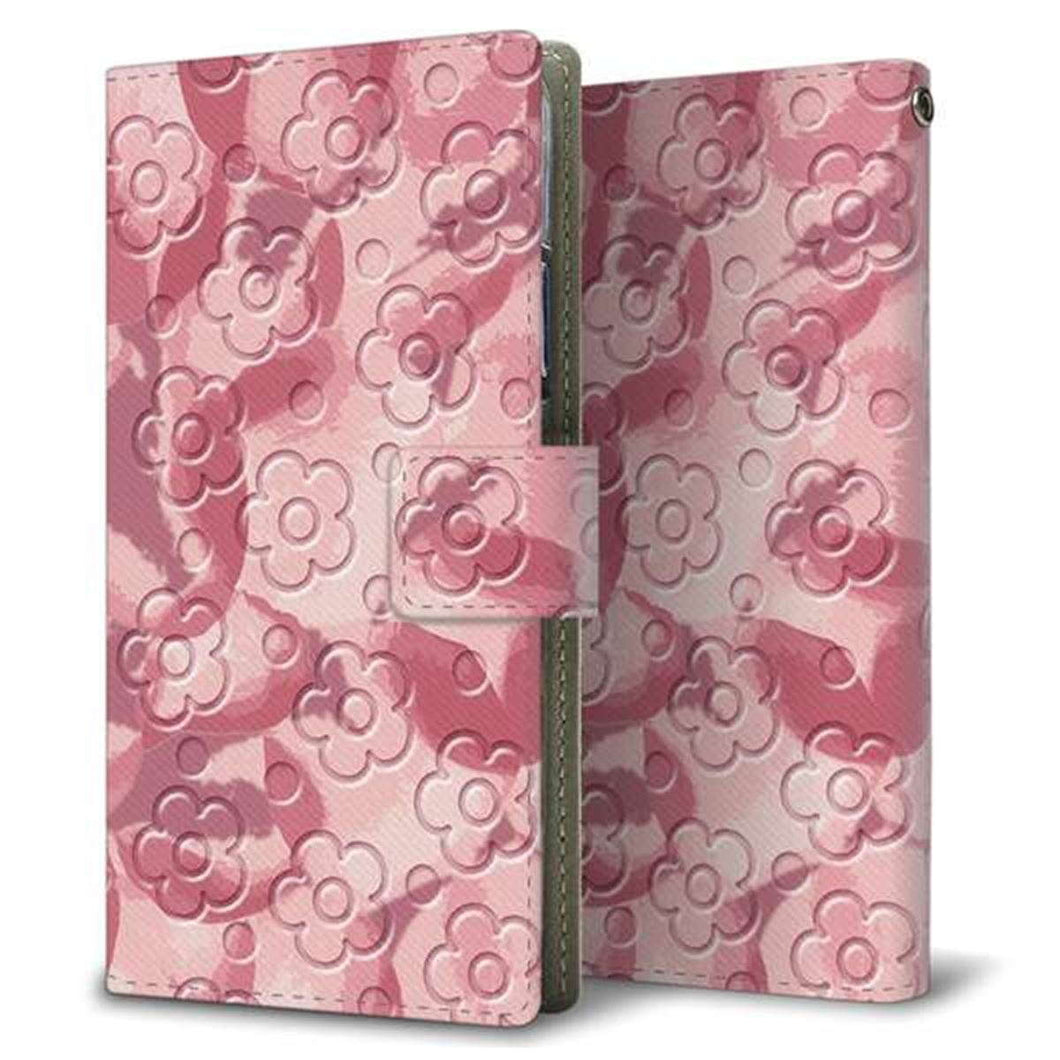 Xperia Ace III SOG08 au 画質仕上げ プリント手帳型ケース(薄型スリム)【SC846 フラワーヴェルニ花ピンク(ローズヴェルール)】