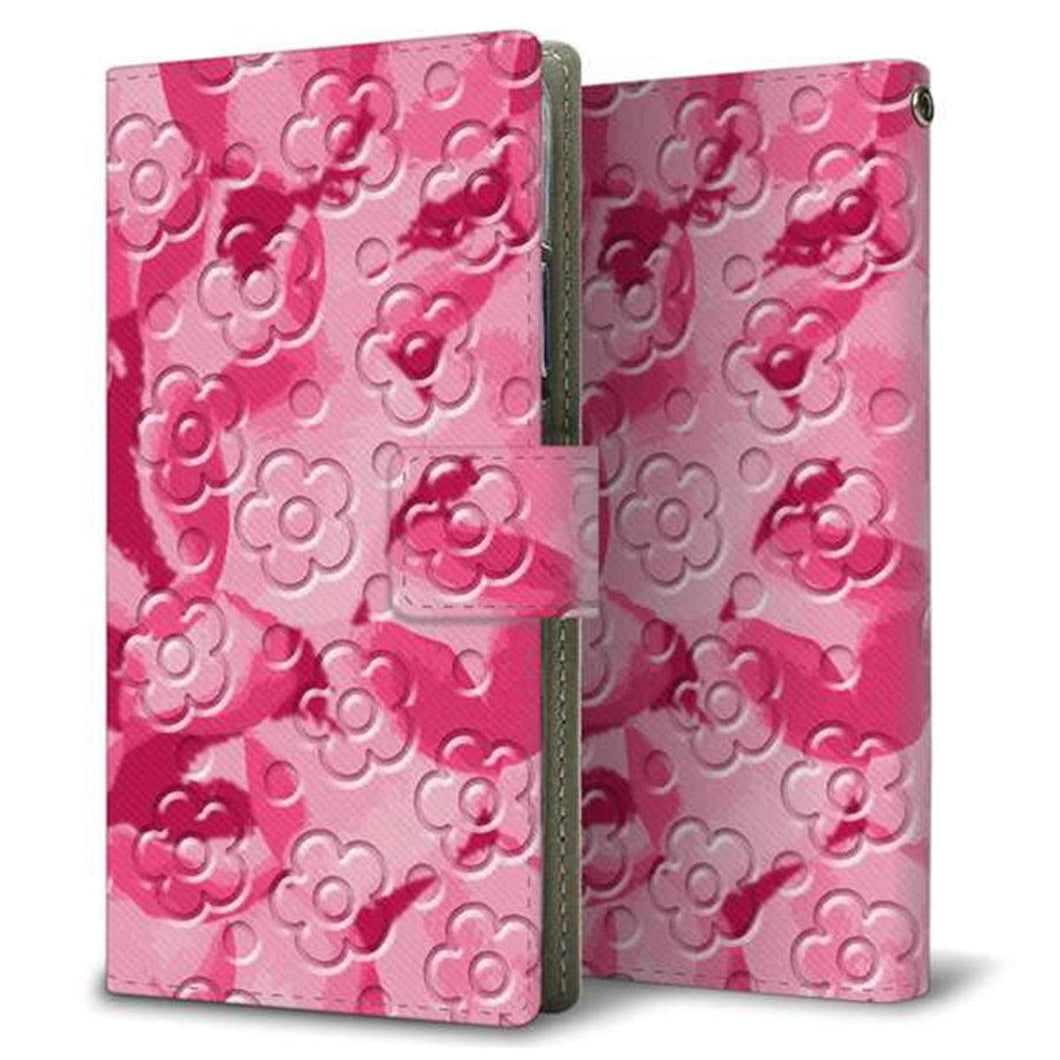 docomo アクオス センス SH-01K 画質仕上げ プリント手帳型ケース(薄型スリム)【SC847 フラワーヴェルニ花濃いピンク(ローズアンディアン)】