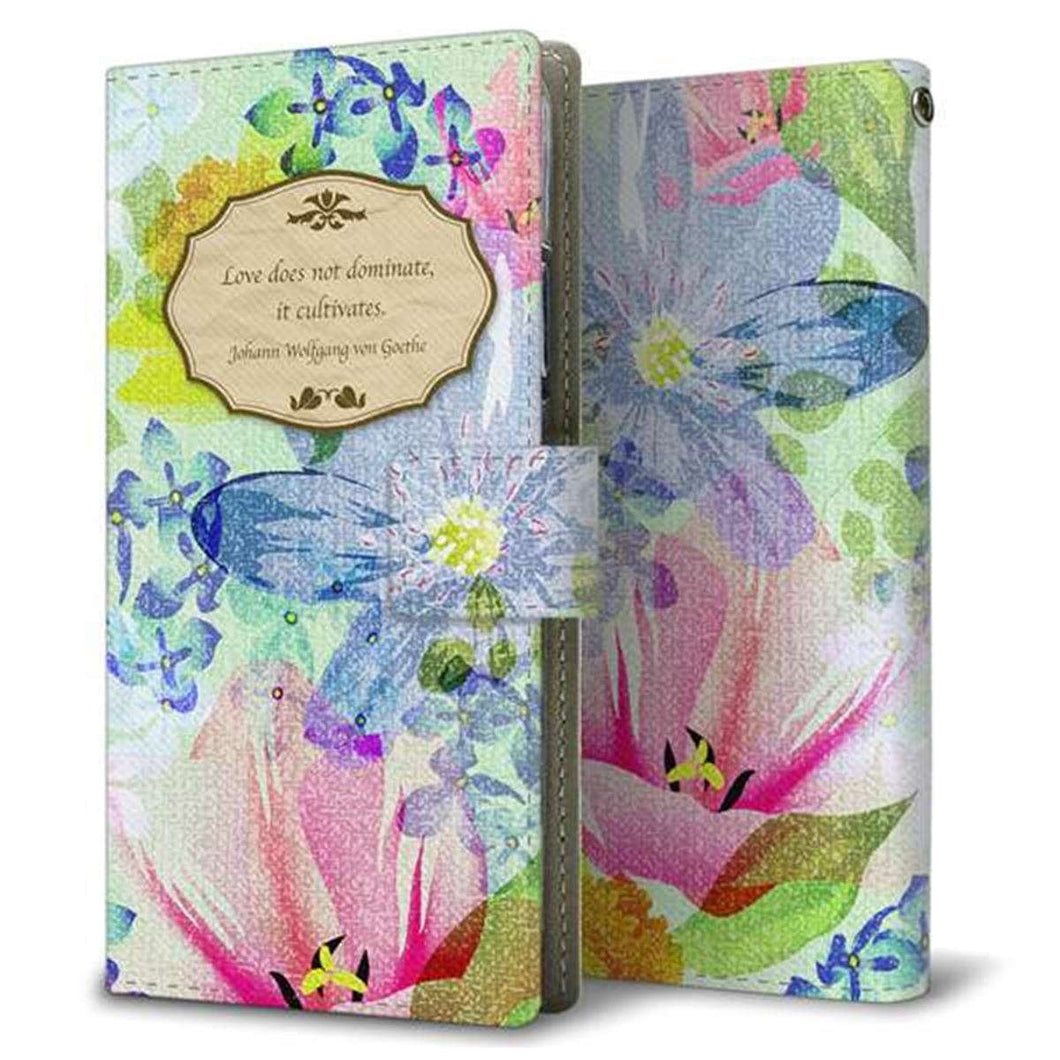 au ギャラクシー ノート20 ウルトラ SCG06 画質仕上げ プリント手帳型ケース(薄型スリム)【SC862 リバティプリントフラワーエンブレム(グリーン)】