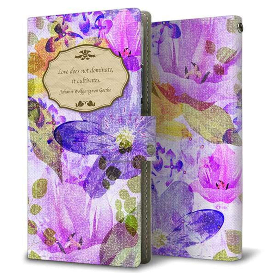 Galaxy A23 5G SC-56C docomo 画質仕上げ プリント手帳型ケース(薄型スリム)【SC863 リバティプリント フラワーエンブレム(パープル)】