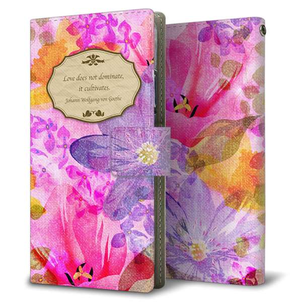 OPPO Reno A 高画質仕上げ プリント手帳型ケース(薄型スリム)【SC864 リバティプリント フラワーエンブレム(ピンク)】