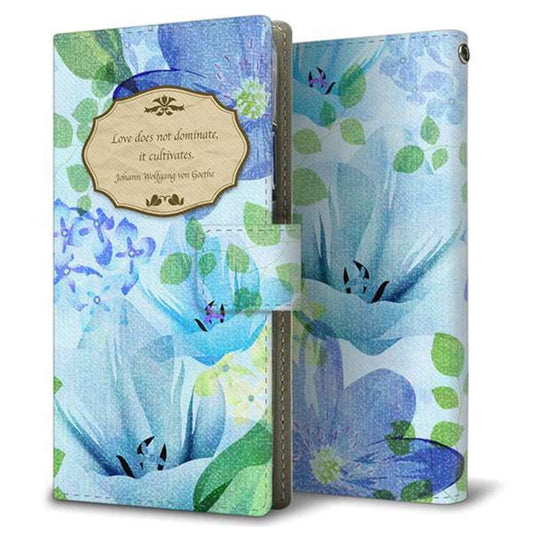 SIMフリー アクオスセンス5G SH-M17 画質仕上げ プリント手帳型ケース(薄型スリム)【SC865 リバティプリント フラワーエンブレム(ブルー)】