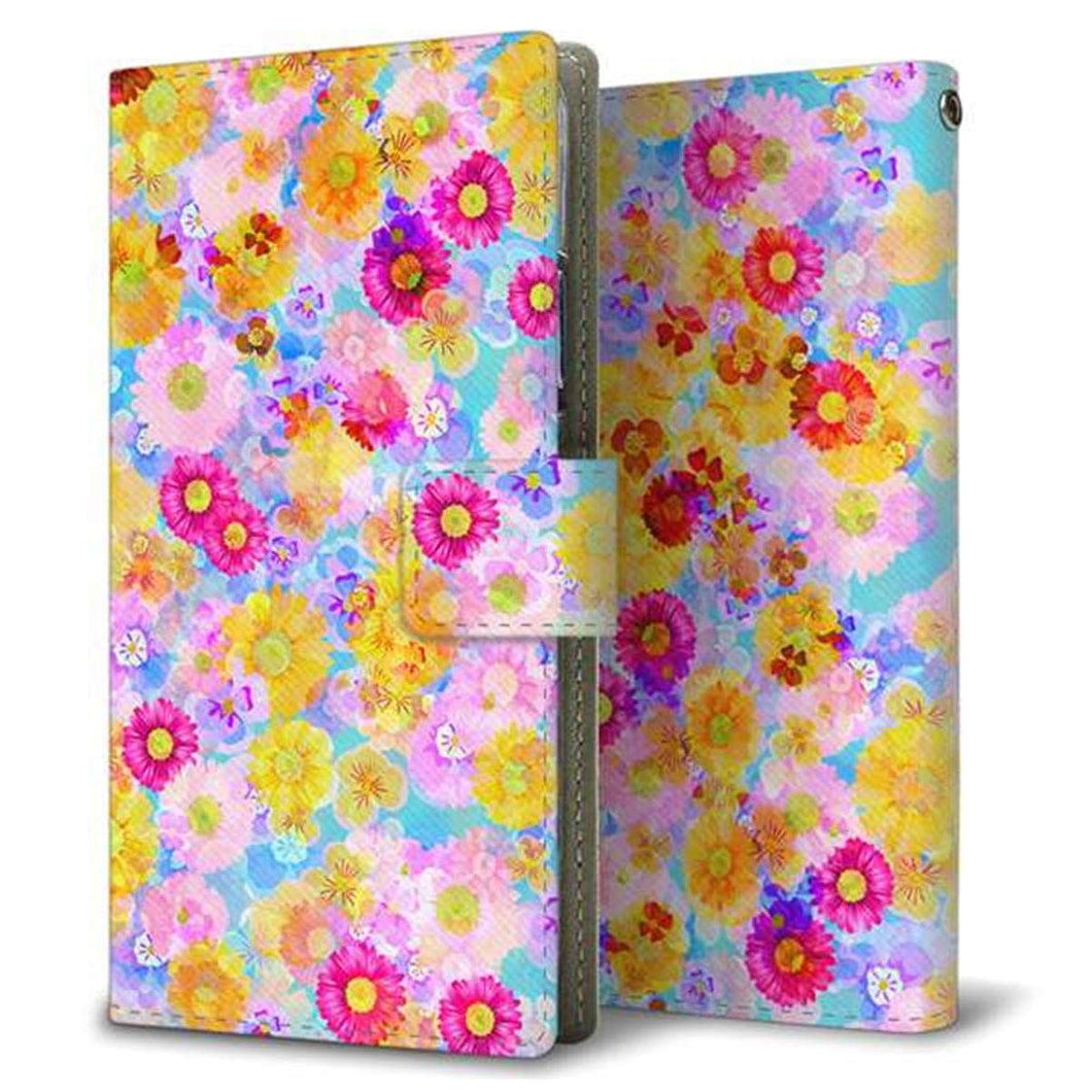 Xperia 5 IV SOG09 au 画質仕上げ プリント手帳型ケース(薄型スリム)【SC870 リバティプリント フルールドパルファン(ブルー)】