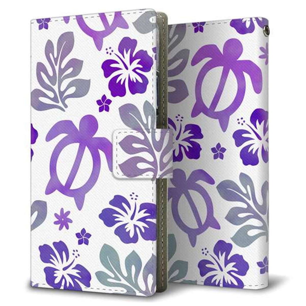 docomo アクオスエバー SH-02J 画質仕上げ プリント手帳型ケース(薄型スリム)【SC878 ハワイアンアロハホヌ(パープル)】