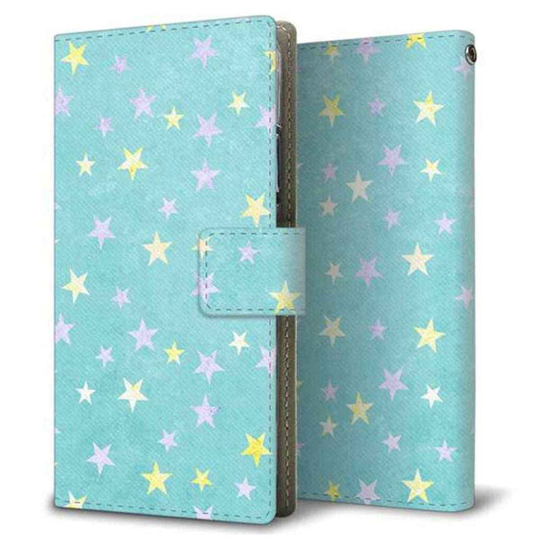 au エクスペリア XZ1 SOV36 画質仕上げ プリント手帳型ケース(薄型スリム)【SC888 お星さまキラキラ(グリーン)】