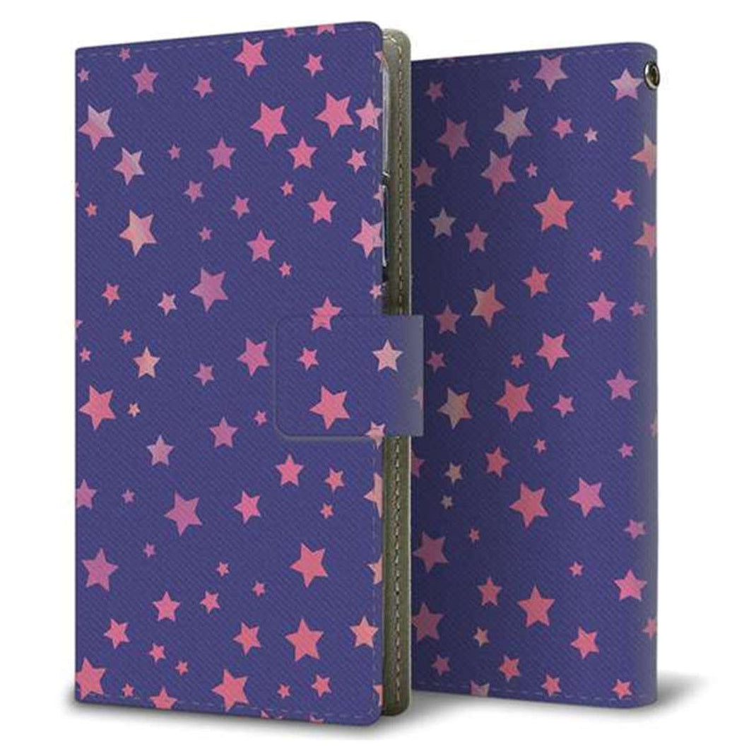 Xperia Ace III SOG08 au 画質仕上げ プリント手帳型ケース(薄型スリム)【SC897 星柄プリント(ブルー)】