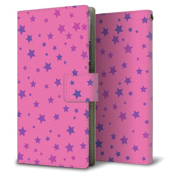 Google Pixel 5 高画質仕上げ プリント手帳型ケース(薄型スリム)【SC899 星柄プリント(ピンク)】