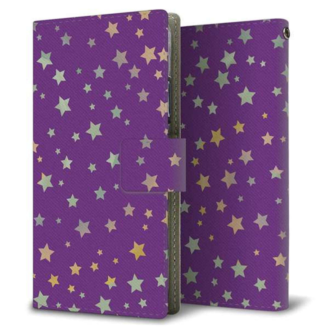 docomo ギャラクシー フィール2 SC-02L 画質仕上げ プリント手帳型ケース(薄型スリム)【SC900 星柄プリント(パープル)】