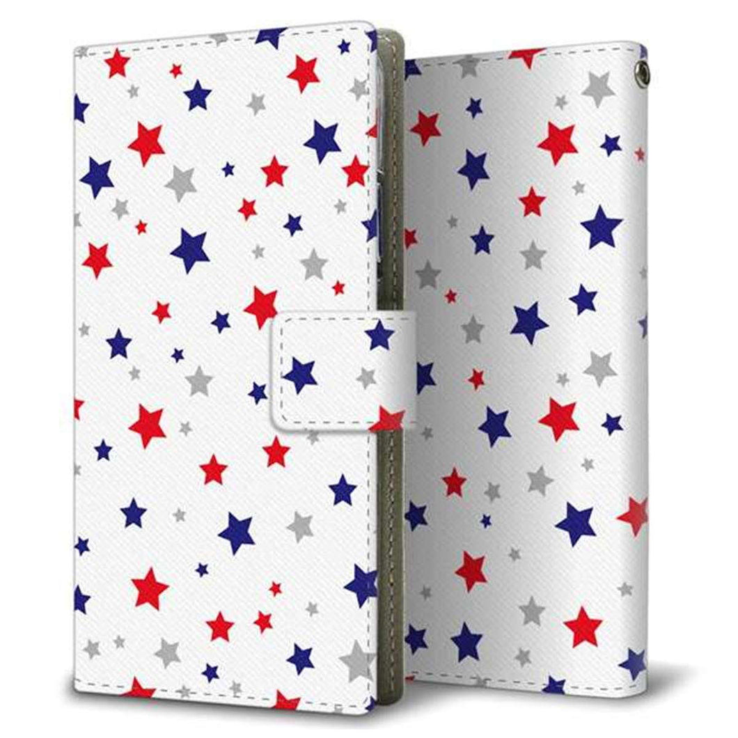 docomo エクスペリア XZ プレミアム SO-04J 画質仕上げ プリント手帳型ケース(薄型スリム)【SC901 星柄プリント(ホワイト)】