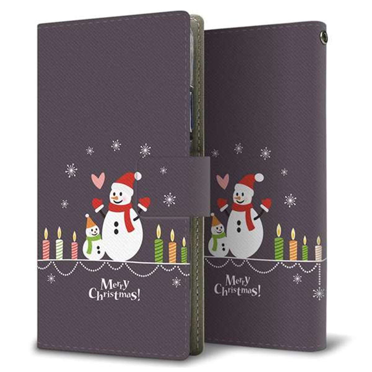 ZenFone(ゼンフォン)Max Pro(M2) ZB631KL 画質仕上げ プリント手帳型ケース(薄型スリム)【XA809 雪だるまの親子】