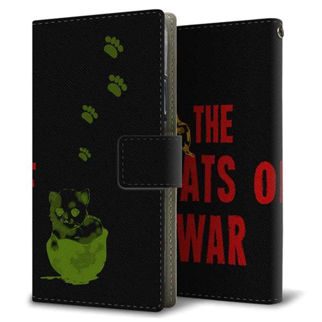 Xperia 5 IV SOG09 au 画質仕上げ プリント手帳型ケース(薄型スリム)【YA875 THE CATS OF WARヘルメット】