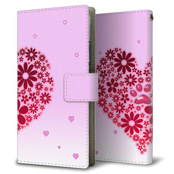 Xperia Ace III SO-53C docomo 高画質仕上げ プリント手帳型ケース(薄型スリム)ハートと肉球